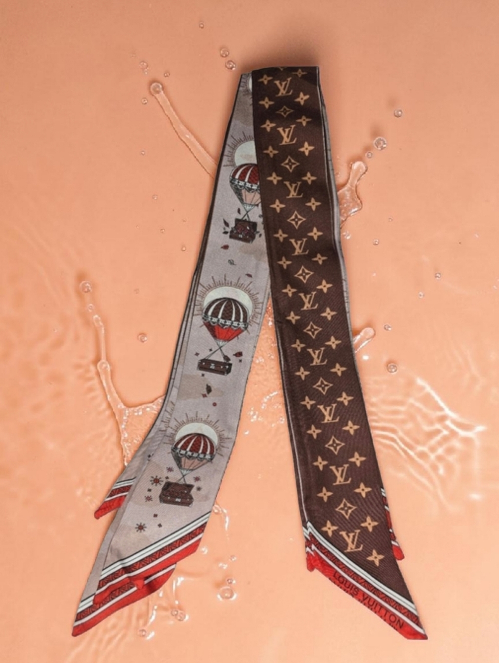 Silk Monogram Balloon Twilly Scarf  Black Light Blue Many Options Available